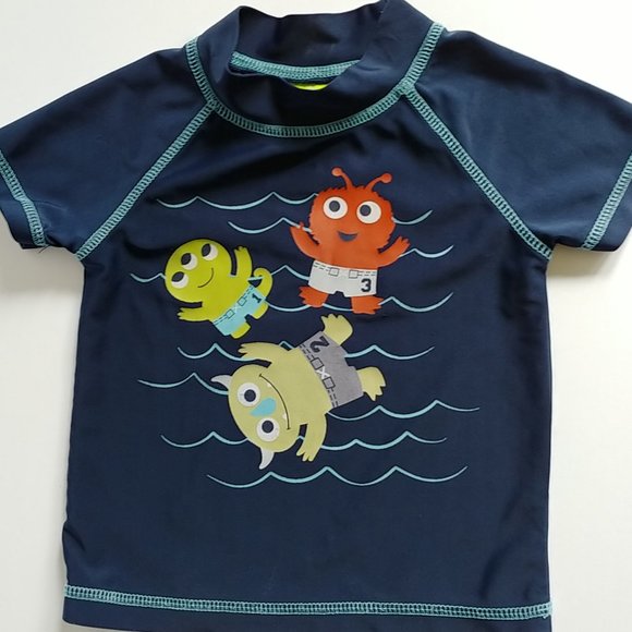 Sesame Street Dark Blue Short Sleeve Rash Guard 24 - Picture 1 of 3